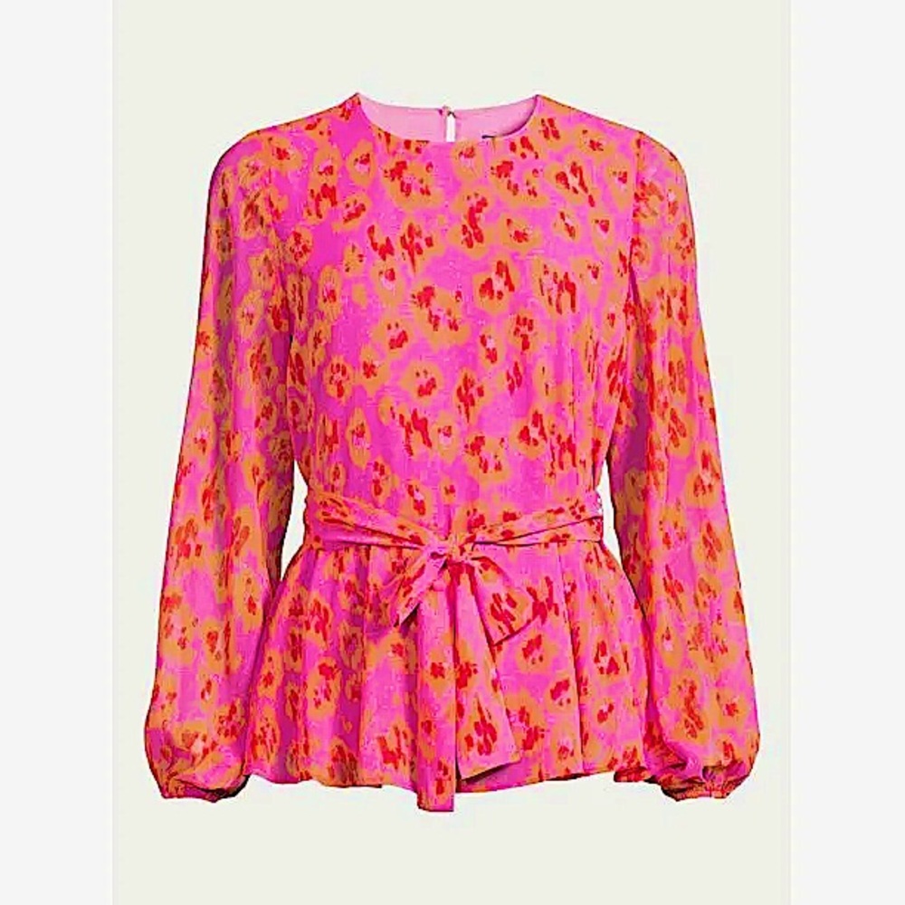 NWT Scoop Bright Ikat Print Top with Tie Waist